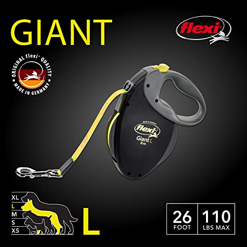 FLEXI USA Giant Neon Retractable Dog Leash (Tape), Ergonomic, Durable