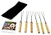 Marshmallow Roasting Sticks 6 Pcs with Guide Book and Zippered Carry Case - Wood Handles Telescoping Stainless Steel Campfire Smores Skewers Corn Hot Dog Barbecue Fire Pit Forks by Perfect Life Ideas