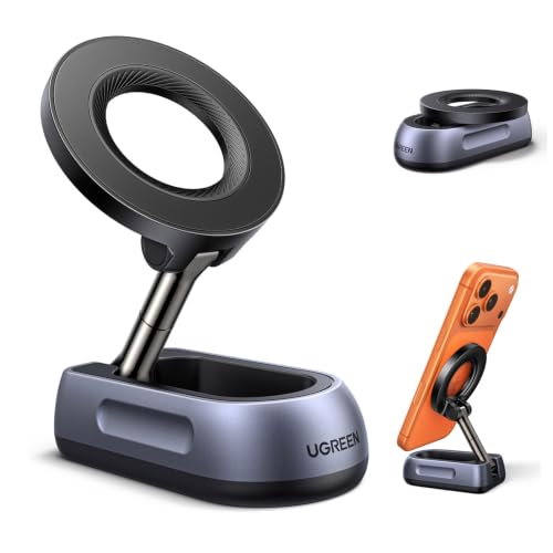 UGREEN Magnetic Mobile Phone Stand 360° Rotatable Portable for Gym | Double-sided strong magnetic, easy to install, foldable and portable, suitable for most mobile phones