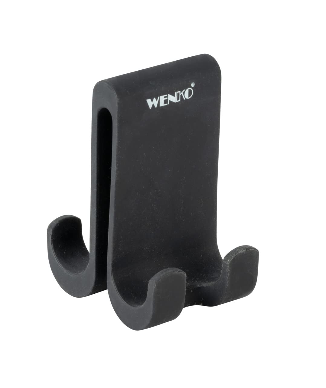 WENKO Double shower hook Verna Duo, wall hooks made of silicone for shower cabins with a wall thickness of up to 10 mm, offers plenty of space for hanging up sponges, towels and shower utensils, black