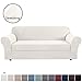 H.VERSAILTEX High Stretch Jacquard 2 Pieces Sofa Slipcover Off White Couch Covers Suit for T Cushion/Box Cushion Spandex Sofa Covers for Dogs/Kids Machine Washable, Sofa 72