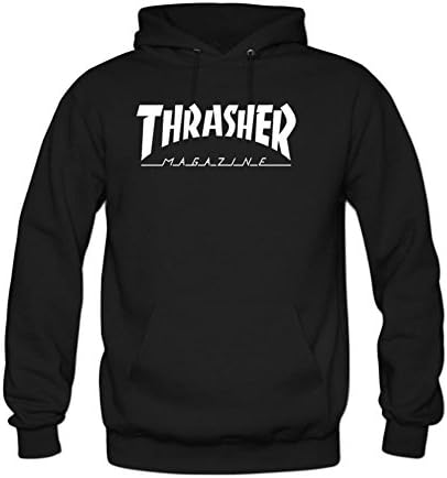 kk18sweatshirts DIY Thrasher Magazine Men's Long Sleeve Hoodie Black XX-Large