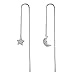 S925 Silver Plated Cubic Zirconia irregular Moon and star Women Ear Line Threader Dangle Drop Earrings
