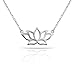 Fifth Ave Fair Sterling Silver Pendant Necklace with Lotus Namaste Yoga Charm, Rhodium Plated 925 Silver, Adjustable Chain Length 16