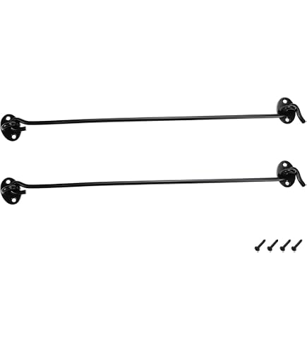 Stainless Steel Heavy Duty Hook And Eye Latch – 6 Inch Gate Catch With Screws, Black Finish For Shed, French Doors & Garage