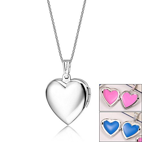 Titanium steel heart shaped locket pendant necklace,17&…