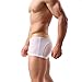 Pack of 2 Mens Boxer Briefs Shorts Bulge Pouch Soft Underpants Mens Trunks Mesh Underwear for Male (white/black, M)