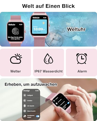 KALINCO Smartwatch Men Women Blood Pressure Watch with Bluetooth Telephony, AI Fitness Tracker with Heart Rate SpO2 Stress, 100+ Sports Modes, Fitness Watch, World Watch, Sleep Analysis, Gift Ideas for iOS Android