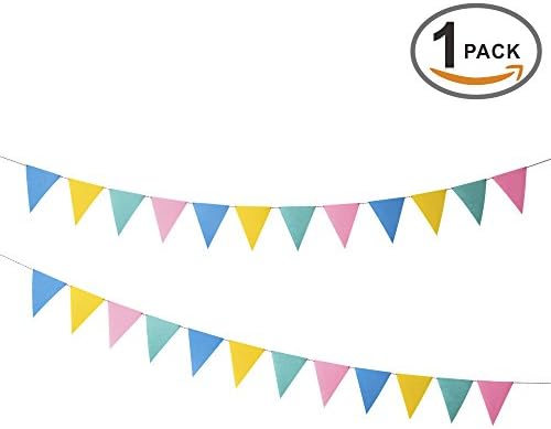 12 Pcs/ 8.2 Feet (1 Pack) Felt Fabric Banner Multicolor Rainbow Triangle Bunting Flags, Decoration Banners for Birthday Party, Baby Shower, Window Decorations and Children's Living Room Decorations