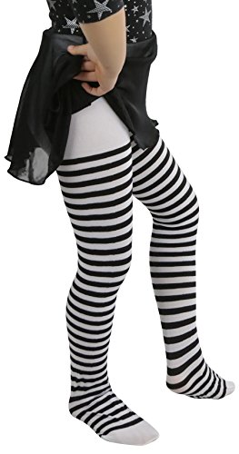 ToBeInStyle Girl's Girls Striped Tights - Black/White - S - Thumbnail 2
