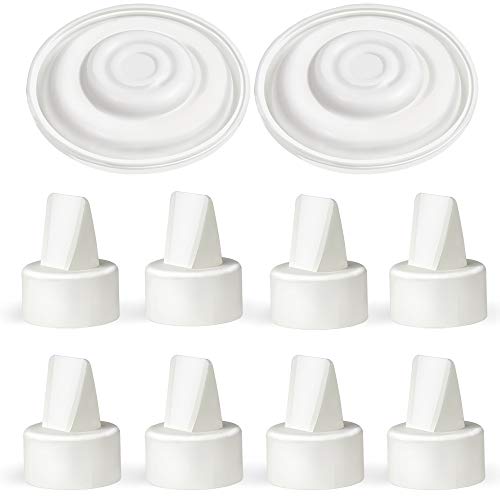 PumpMom Breast Pump Parts, 8 Duckbill Valves and 2 Silicone Membrane for Spectra S2, S1 and 9 Plus Breastpumps, Compatible with Spectra Valves and Silicone Diaphragm