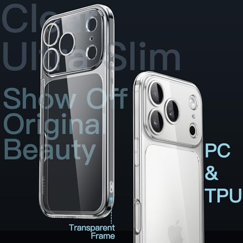 JETech Slim Case for iPhone 17 Pro MAX 6.9 Inch with Full Camera Lens Protection, Ultra Thin Lightweight Clear Minimalist Protective Case (Transparent)
