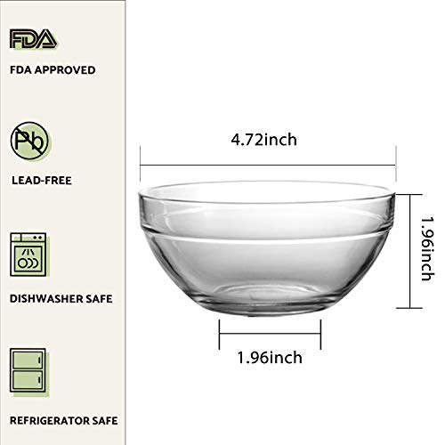 5 Inch Glass Ramekins Bowls,WERTIOO Mini Glass Bowls for Kitchen Prep, Dessert, Dips, and Candy Dishes or Nut Bowls, Set of 12