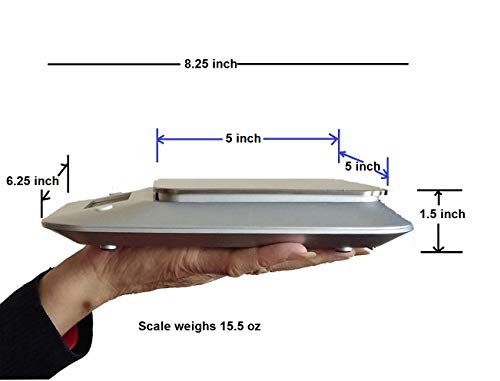 Electrical Digital Kitchen Multi Function Food Scale 0.04 oz / 1g Increment, 11 lb / 5 kg Capacity, Stainless Steel Platform & Extra Large Big Blue Back Lit Light LCD Display 2 AAA Batteries included