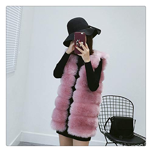 Faux Fur Coat Autumn Winter Women Casual Slim Sleeveless Faux Fox Fur Vest Winter Coat Women Casaco Feminino pi Pink Long One Size