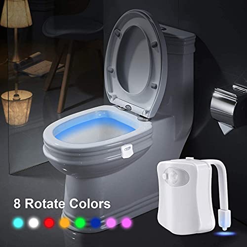 SUNNEST Toilet Night Light, Toilet Light with Motion Sensor LED 8 Colors Changing Toilet Bowl