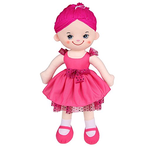 Fashion Toddler Girl Doll, Soft Cloth Plush Fairy Princess Doll for Girls, 21.5-inch Baby Cute Sweet Plush Soft Dolls (Rose Red)