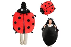 Giant Wearable Ladybug Plush Pillow - Oversized Soft Plush Pillow with Wearable Design for Lounging and Home Decor, Red Color