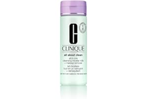 Clinique 3-Step All About Clean All-in-One Cleansing Micellar Milk + Makeup Remover With Glycerin + Vitamin E, 6.7 Fl Oz