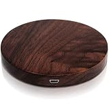 Qi Wireless Charger - Walnut Wood Wireless Charge Pad for Qi-Enabled Devices - Wooden Fast Charging Base for iPhone 8/8 Plus, iPhone X, Samsung Note & Galaxy S8/S8+/S7/S7 Edge/S6 Edge+ & More
