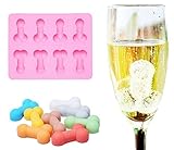 8 Cavity Chocolate Mold, Konsait Silicone Ice Mold Cube Tray For Bachelorette Party Favors and Gag Gift for Women (Pink)