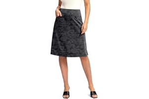 Viodia 25" Knee Length Skorts Skirts for Women with Zipper Pockets Stretchy Modest Aline Midi Skort for Casual Summer Travel