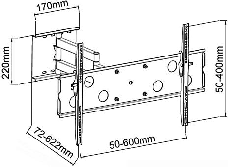Allcam L273AM Universal Swivel Arm Wall Bracket for 40-65 inch Plasma/LED TV w/Free 360° Pan Tilt 18° Max Mount Size 600x400mm & 35KG Weight - Image 4