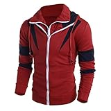 NEARTIME Men's Sweater, Winter Hoodie Man Hooded Sweatshirt Jacket Coat (L, Red)