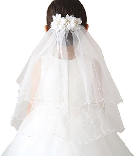 YAHUIPEIUS Girls Veil with Flowers Multi-Layer First Communion Veils