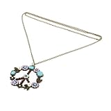 BatterElec(TM) Vintage Flower Coral Turquoise Pearl Peace Sign Pendant Long Necklace Jewelry