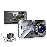 Jeemak Dual Lens Dash Cam Front and Rear 1080P+720P Dashboard Camera,Night Vision Waterproof Backup Camera,4