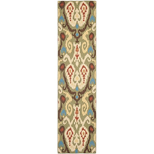 Safavieh Chelsea Collection HK382C Hand-Hooked Green and Multi Premium Wool Runner (2'6" x 10')