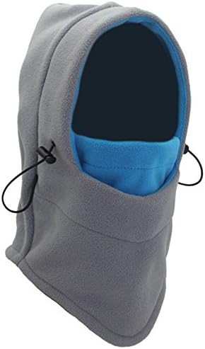 Nanji SWEET-412 Balaclava Fleece Hood, Heavyweight Cold Weather Winter Motorcycle, Windproof Ski Mask and Snowboard Gear, Gray/Blue