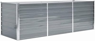 vidaXL Garden Raised Bed Outdoor Grey Galvanised Steel Planter 240x80x77 cm