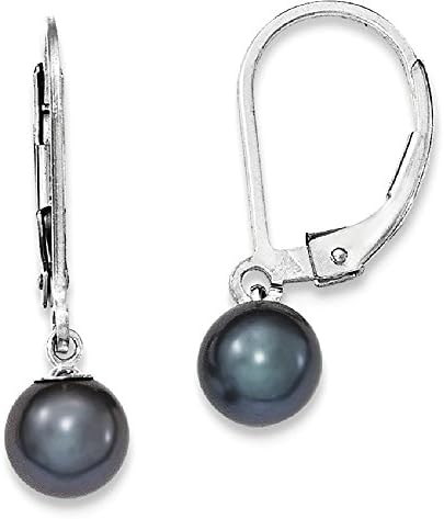 925 Sterling Silver 7mm Black Freshwater Cultured Pearl Leverback Earrings Lever Back Drop Dangle Fine Jewelry For Women Gifts For Her
