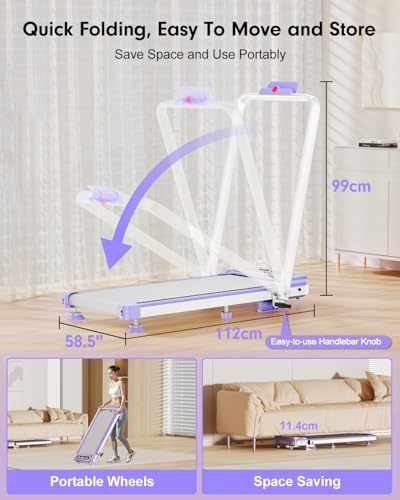 Walking Pad Treadmill with 10% Incline, Upgraded 3.5HP Low Noise Treadmills for Home, Trisomy 4 in 1 Foldable Treadmill, Walking Pad with Handle, 350+lb Capacity, Shock Absorption, Smart APP & Remote