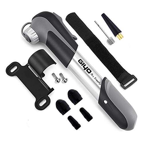 GIYO Mini Bike Pump Portable, High Volume Bicycle Air Pump for Fast Pumping Fits Presta and Schrader Automatically, 4 Valve Caps and 2 Inflation Needles Included - Thumbnail 7