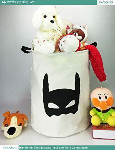 FANKANG Storage Bins Nursery Hamper Canvas Laundry Basket Foldable with Waterproof PE Coating Large Storage Baskets, Office, Bedroom, Clothes, Toys Baby Shower Basket (Bat)