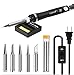 Tabiger Soldering Iron Kit Electronics with Adjustable Temperature and ON/OFF Switch, 60W/110V Soldering Tool with 5PCS Soldering tips, solder wire, Soldering Iron Stand with sponge for Repair Usage