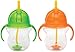 Munchkin Click Lock 7 Ounce Weighted Flexi-Straw Cup, 2 Pack, Green/Orange