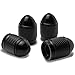 Bullet Style Polished Aluminum Black Chrome Tire Valve Stem Caps (Pack of 4)