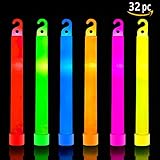 32 Ultra Bright Glow Sticks Plus 32 Party Strings - Total 64 Pcs - Bulk Pack Industrial Grade - 6 Inch Waterproof Glow Stick - Glow Light With 12 Hour Duration - Mixed Colors - Bend, Shake To Activate