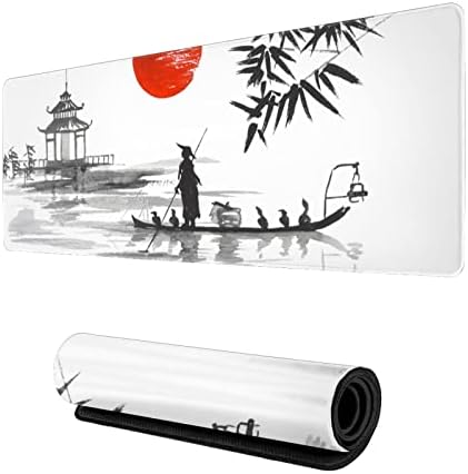 Heqianco Floral Decorative Gaming Mouse Pad XL, Pretty White Cherry Blossom, Nonslip Rubber, 31.5 X 11.8 Inch - View #6