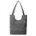 Hiigoo Simple Portable Bags Canvas Tote Bag Casual Shoulder Bag Bigger Handbag (Grey)