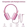 Kids-Headphones-Riwbox-CS6-Lightweight-Foldable-Stereo-Headphones-Over-Ear-Corded-Headset-Sharing-Function-with-Mic-and-Volume-Control-Compatible-with-iPadiPhonePCKindleTablet-PurplePink Riwbox Kids Headphones, CS6 Lightweight Foldable Stereo Headphones Over Ear Corded Headset Sharing Function with Mic and…