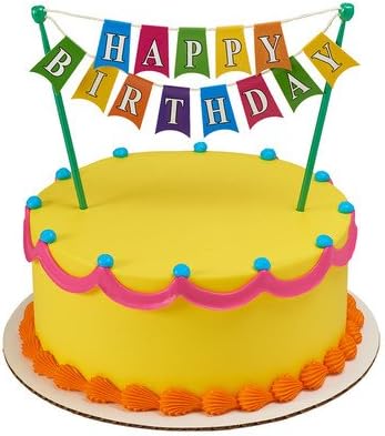 Amazon Com Happy Birthday Banner Cake Topper Decoration Kitchen
