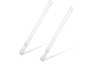 OEH 2 Pcs Small Tension Rod 12-20 inch Spring Rod, Tension Rod Spring Tension Rod, Small Tension Curtain Rod, Short Thin Tension Rods, Mini Tension Rods for Closet, Cabinets, Cupboard, Drawers, White