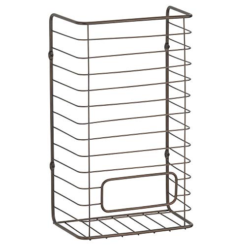 mDesign Metal Wall Mount Kitchen Storage Organizer Holder or