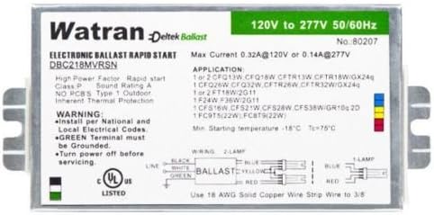 Watran 80207 DBC218MVRSN 1-2L 18W 21W Rapid Start CFL Ballast 120V-277V