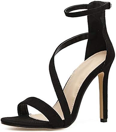 BMYJ New Women Sandals Open Toed High Heels Buckle Strap Women Cover Heel Sandals Pumps